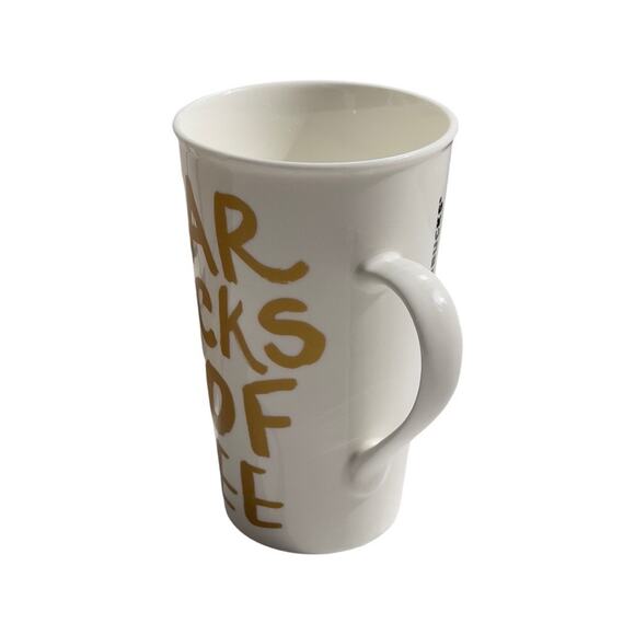 Starbucks Mug 16 oz White With Gold Starbucks Coffee Lettering - No Chips/Cracks - Picture 10 of 15